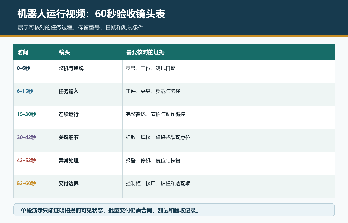 机器人运行视频按整机铭牌任务输入连续运行关键细节异常处理和交付边界拍摄