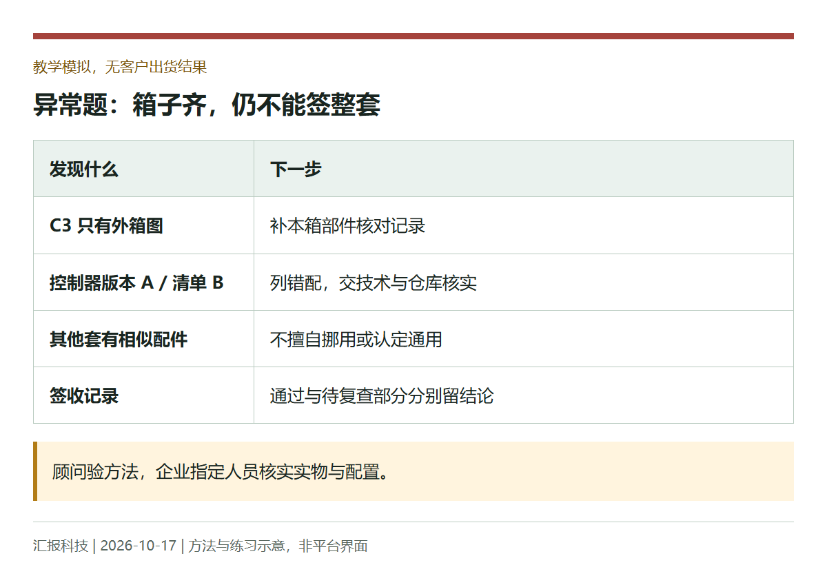 教学模拟,无客户出货结果:异常题:箱子齐,仍不能签整套