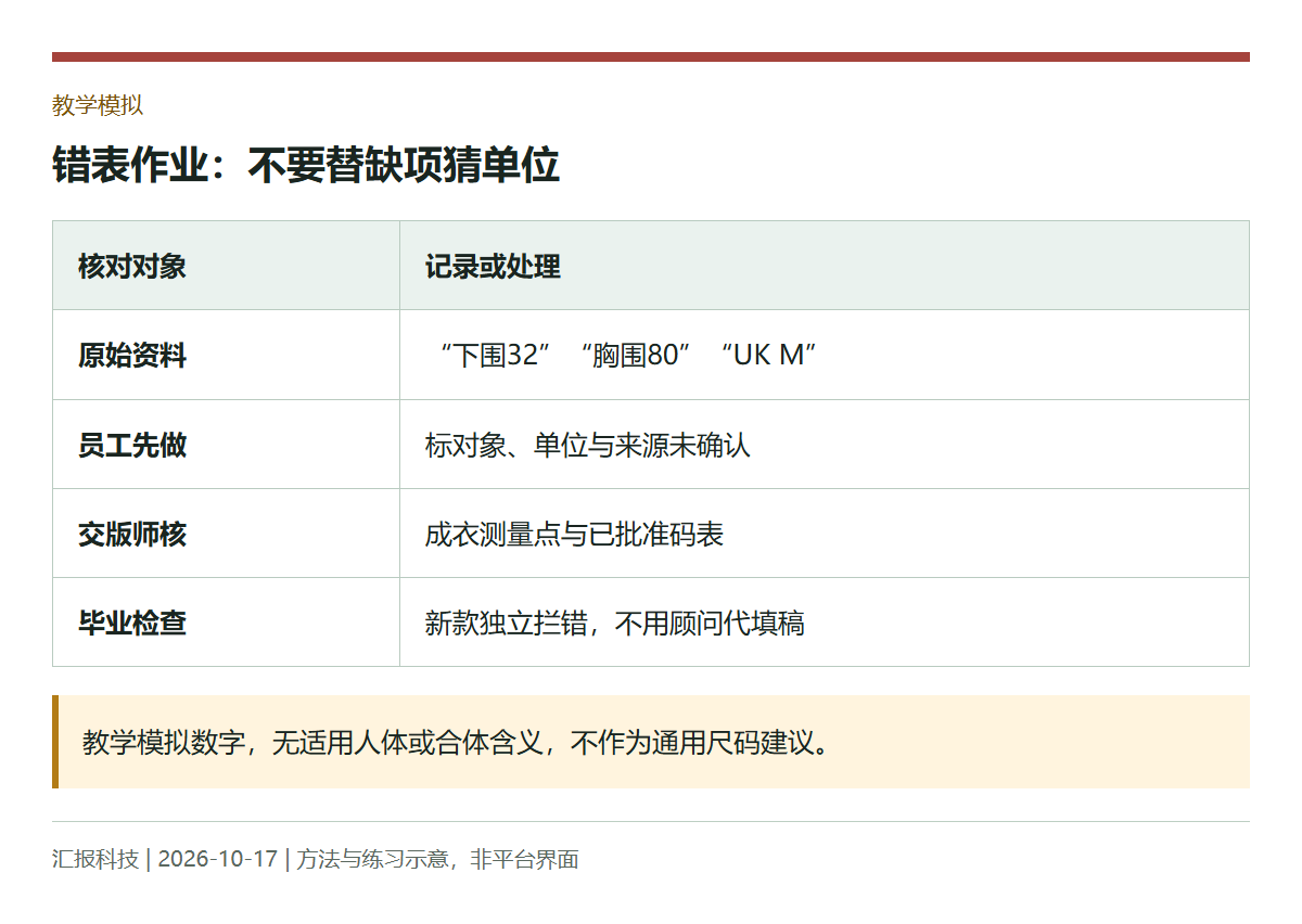 教学模拟:错表作业:不要替缺项猜单位