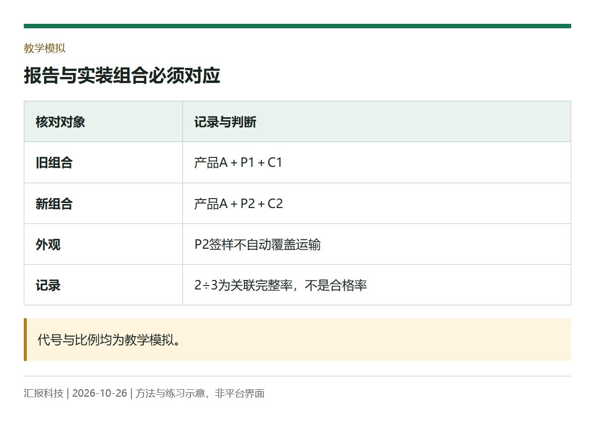 教学模拟:报告与实装组合必须对应