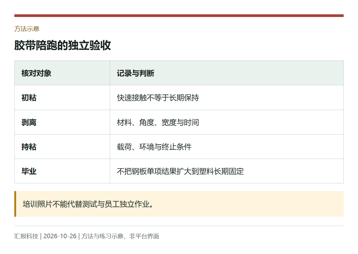 方法示意:胶带陪跑的独立验收
